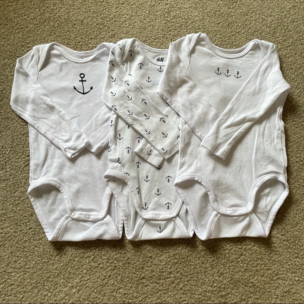 Bundle of 3 H&M Long Sleeve Bodysuits 9-12 Months